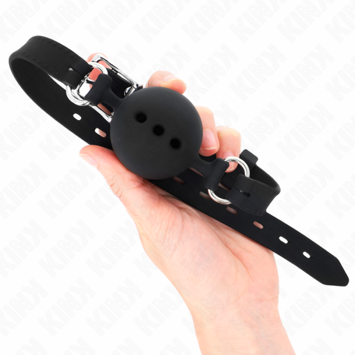 KINK - MORDAZA 55 x 2 CM DE BOLA 4.5 CM DE SILICONA COMPLETA TALLA M NEGRO AJUSTABLE 35-51 CM - CandyHot - Foto 2