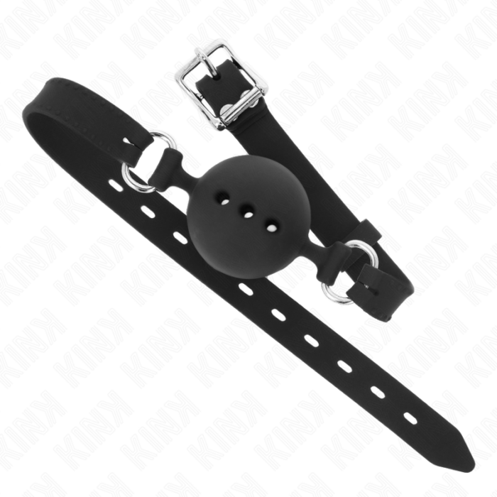 KINK - MORDAZA 55 x 2 CM DE BOLA 4.5 CM DE SILICONA COMPLETA TALLA M NEGRO AJUSTABLE 35-51 CM - CandyHot - Foto 3