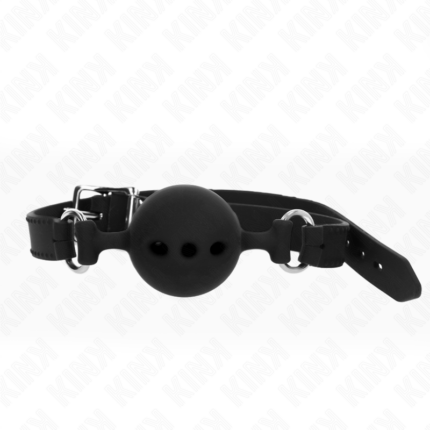 KINK - MORDAZA 55 x 2 CM DE BOLA 5 CM DE SILICONA COMPLETA TALLA L NEGRO AJUSTABLE 35-51 CM - CandyHot - Foto 1