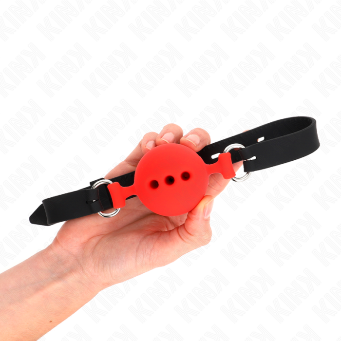 KINK - MORDAZA 55 x 2 CM DE BOLA 5 CM DE SILICONA COMPLETA TALLA L ROJO AJUSTABLE 35-51 CM - CandyHot - Foto 2