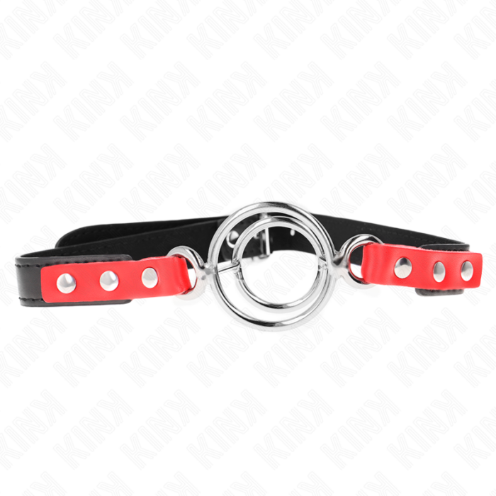 KINK - MORDAZA CON MÚLTIPLES JUNTAS TÓRICAS 4 / 4.8 CM ROJO AJUSTABLE 38 X 56 CM - CandyHot - Foto 1