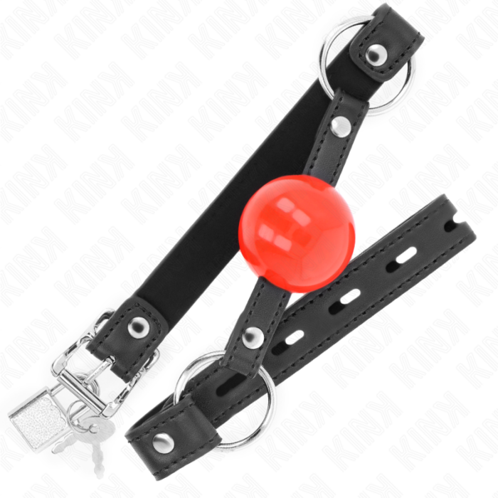 KINK - MORDAZA DE BOLA 4 CM CON CANDADO BOLA ROJA CORREA NEGRA 60 x 2 CM - CandyHot - Foto 2