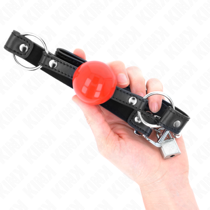 KINK - MORDAZA DE BOLA 4 CM CON CANDADO BOLA ROJA CORREA NEGRA 60 x 2 CM - CandyHot - Foto 4
