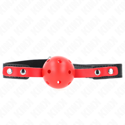KINK - MORDAZA DE BOLA 4 CM DURA HUECA ROJO CORREA NEGRA 60 x 2 CM AJUSTABLE 37-52 CM - CandyHot - Foto 2