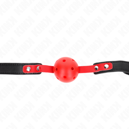 KINK - MORDAZA DE BOLA 4 CM DURA HUECA ROJO CORREA NEGRA 60 x 2 CM AJUSTABLE 37-52 CM - CandyHot - Foto 1