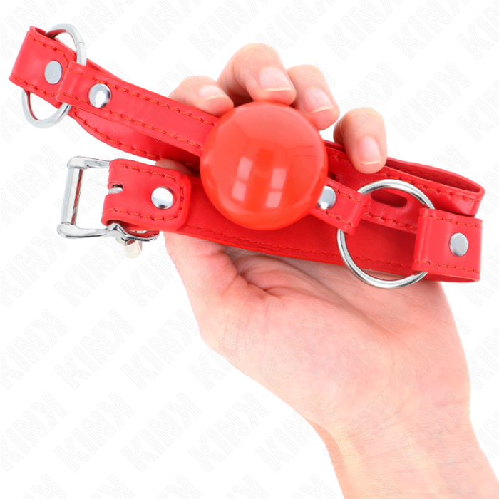 KINK - MORDAZA DE BOLA 4 CM TPE CON CANDADO ROJO 60 x 2 CM - CandyHot - Foto 4