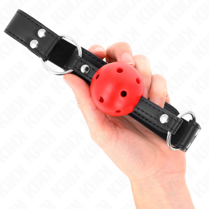 KINK - MORDAZA DE BOLA 4 CM TRANSPIRABLE CON DOBLE REMACHE DE CUERO 62 x 2.5 CM AJUSTABLE 42-58 CM - CandyHot - Foto 4