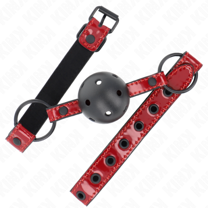KINK - MORDAZA DE BOLA 4.5 CM DE POLIPIEL BRILLANTE 63.5 X 2 CM AJUSTABLE 41 X 59 CM - CandyHot - Foto 2
