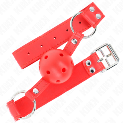 KINK - MORDAZA DE BOLA 4.5 CM DURA HUECA ROJO COMPLETA 62 x 2 CM - CandyHot - Foto 2