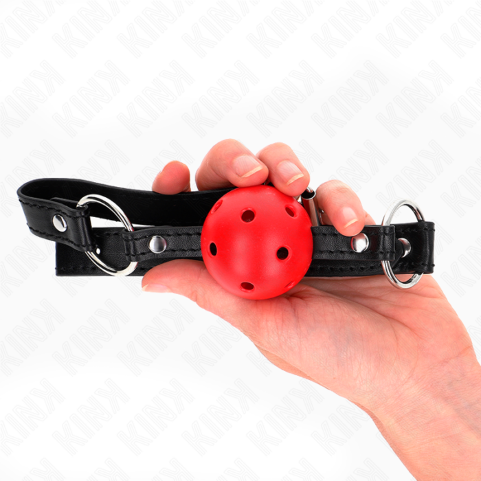 KINK - MORDAZA DE BOLA 4.5 CM ROJA DURA HUECA MODELO 1 63.5 X 2 CM - CandyHot - Foto 3