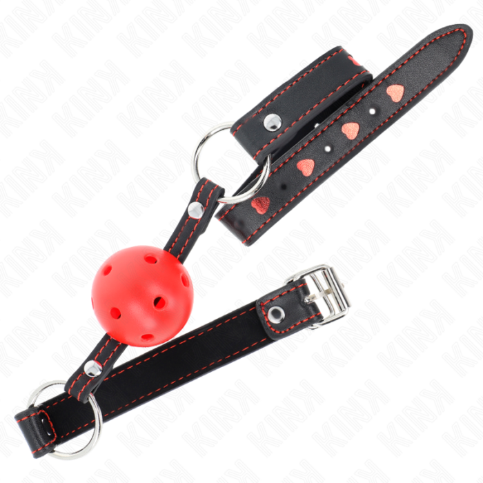 KINK - MORDAZA DE BOLA 4.5 CM ROJA DURA HUECA MODELO 2 65 x 2.5 CM - CandyHot - Foto 2