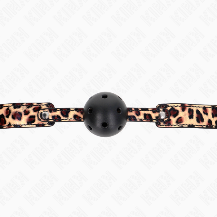 KINK - MORDAZA DE BOLA 4.5 CM TRANSPIRABLE LEOPARDO 65 x 2.5 CM - CandyHot - Foto 5