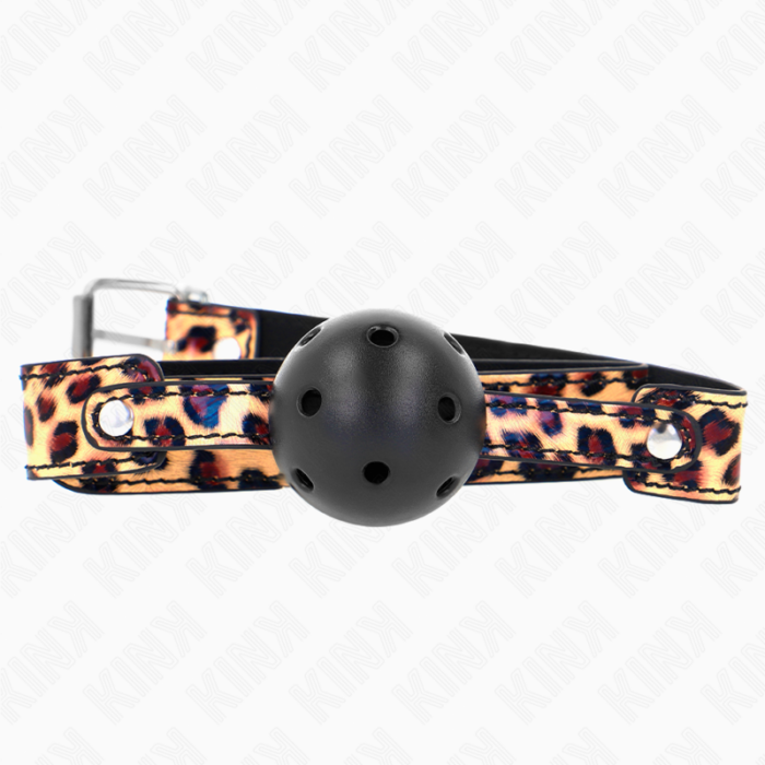 KINK - MORDAZA DE BOLA 4.5 CM TRANSPIRABLE LEOPARDO 65 x 2.5 CM - CandyHot - Foto 1
