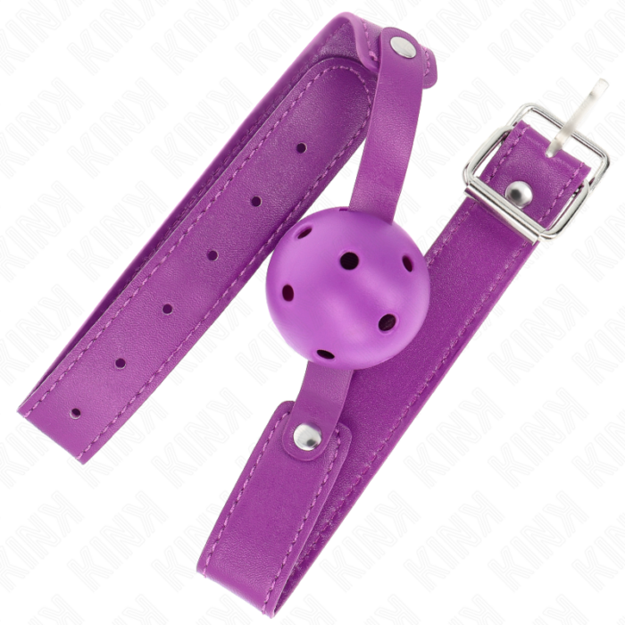 KINK - MORDAZA DE BOLA 4.5 CM TRANSPIRABLE MORADO 65 x 2.5 CM - CandyHot - Foto 2