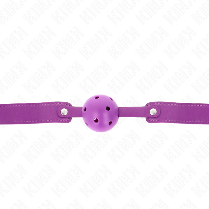 KINK - MORDAZA DE BOLA 4.5 CM TRANSPIRABLE MORADO 65 x 2.5 CM - CandyHot - Foto 3