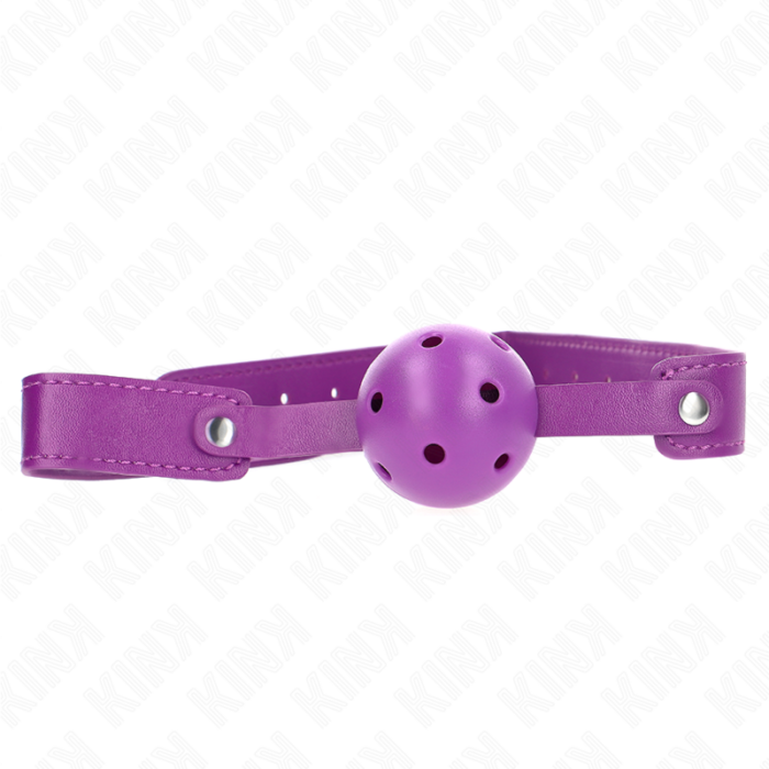 KINK - MORDAZA DE BOLA 4.5 CM TRANSPIRABLE MORADO 65 x 2.5 CM - CandyHot - Foto 1