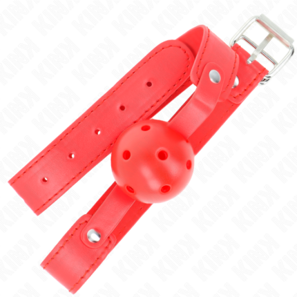 KINK - MORDAZA DE BOLA 4.5 CM TRANSPIRABLE ROJO 65 x 2.5 CM - CandyHot - Foto 2