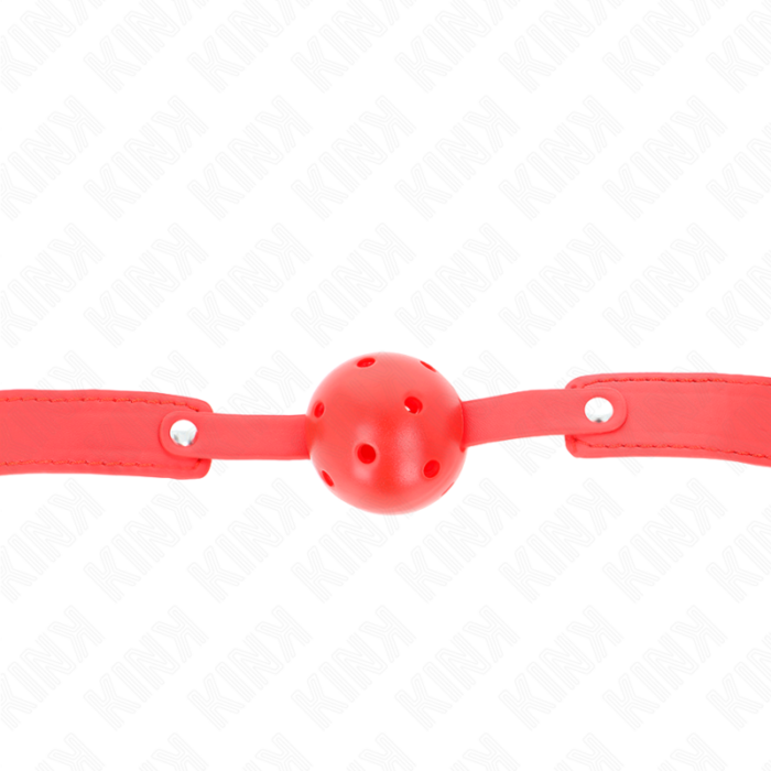 KINK - MORDAZA DE BOLA 4.5 CM TRANSPIRABLE ROJO 65 x 2.5 CM - CandyHot - Foto 4