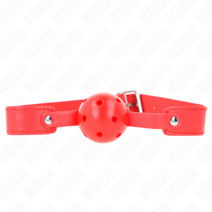 KINK - MORDAZA DE BOLA 4.5 CM TRANSPIRABLE ROJO 65 x 2.5 CM - CandyHot - Foto 1