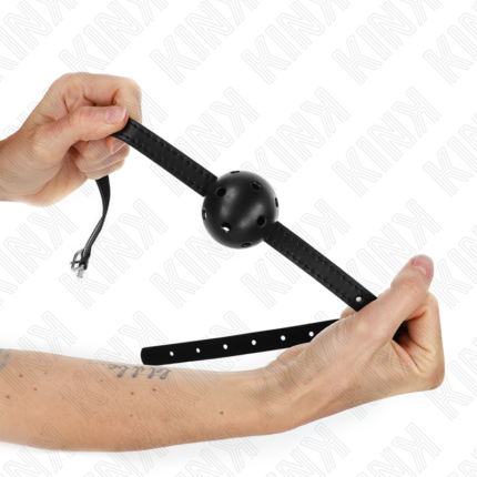 KINK - MORDAZA DE BOLA 4.5 CM TRANSPIRABLE SIMPLICITY NEGRO 62 x 1.5 CM - CandyHot - Foto 1