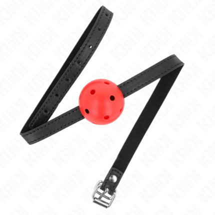 KINK - MORDAZA DE BOLA 4.5 CM TRANSPIRABLE SIMPLICITY ROJO 62 x 1.5 CM - CandyHot - Foto 2
