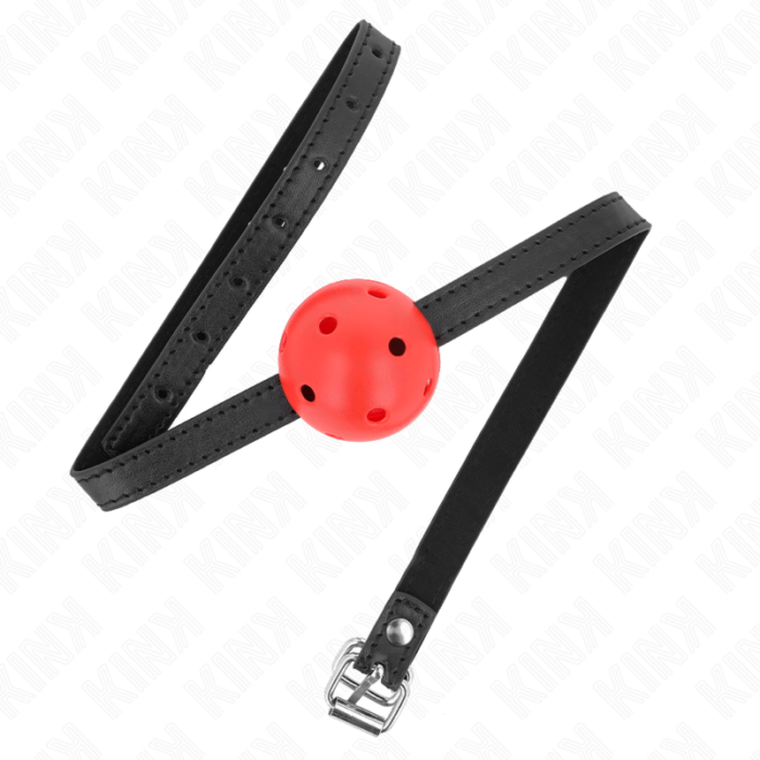 KINK - MORDAZA DE BOLA 4.5 CM TRANSPIRABLE SIMPLICITY ROJO 62 x 1.5 CM - CandyHot - Foto 2