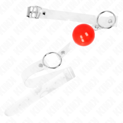 KINK - MORDAZA DE BOLA ROJA DE PVC TRANSPARENTE AJUSTABLE - CandyHot - Foto 2