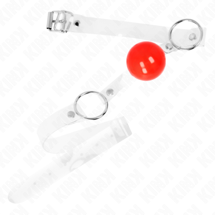 KINK - MORDAZA DE BOLA ROJA DE PVC TRANSPARENTE AJUSTABLE - CandyHot - Foto 2