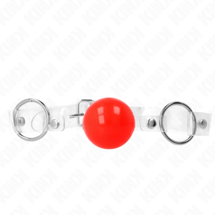 KINK - MORDAZA DE BOLA ROJA DE PVC TRANSPARENTE AJUSTABLE - CandyHot - Foto 1
