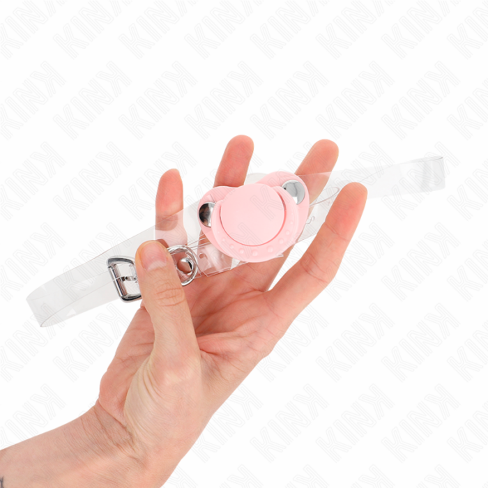KINK - MORDAZA FORMA CHUPETE 5.5 x 4 CM ROSA AJUSTABLE 43-60 CM - CandyHot - Foto 3