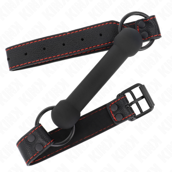 KINK - MORDAZA FORMA DE HUESO CON CORREA POLIPIEL NEGRO AJUSTABLE 41-57 CM - CandyHot - Foto 2