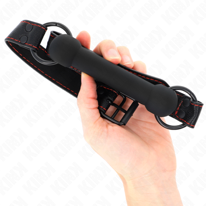 KINK - MORDAZA FORMA DE HUESO CON CORREA POLIPIEL NEGRO AJUSTABLE 41-57 CM - CandyHot - Foto 4
