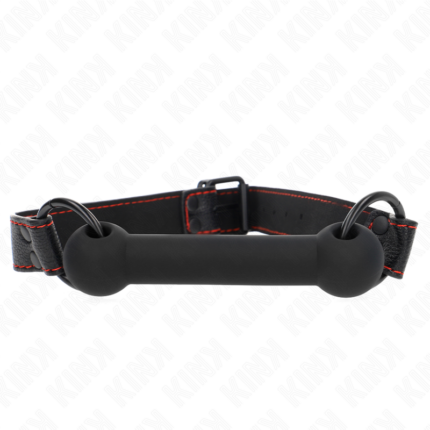 KINK - MORDAZA FORMA DE HUESO CON CORREA POLIPIEL NEGRO AJUSTABLE 41-57 CM - CandyHot - Foto 1
