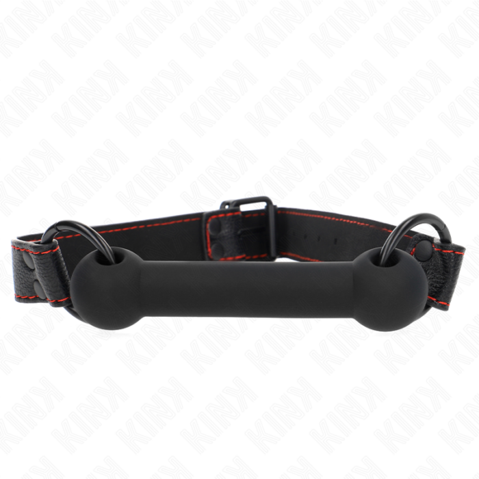 KINK - MORDAZA FORMA DE HUESO CON CORREA POLIPIEL NEGRO AJUSTABLE 41-57 CM - CandyHot - Foto 1