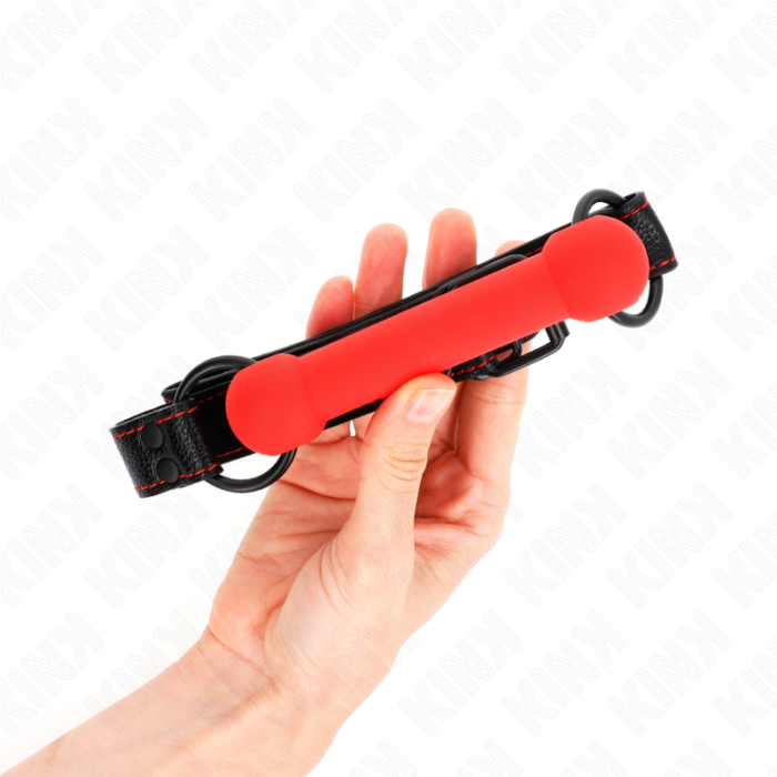 KINK - MORDAZA FORMA DE HUESO CON CORREA POLIPIEL ROJO AJUSTABLE 41-57 CM - CandyHot - Foto 2