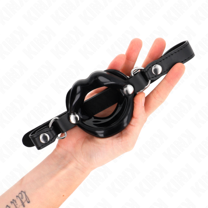 KINK - MORDAZA LABIAL 8 CM CON CORREA DE POLIPIEL NEGRO 63 x 2 CM AJUSTABLE 39-58 CM - CandyHot - Foto 2