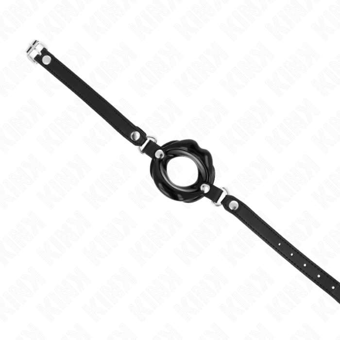 KINK - MORDAZA LABIAL 8 CM CON CORREA DE POLIPIEL NEGRO 63 x 2 CM AJUSTABLE 39-58 CM - CandyHot - Foto 3