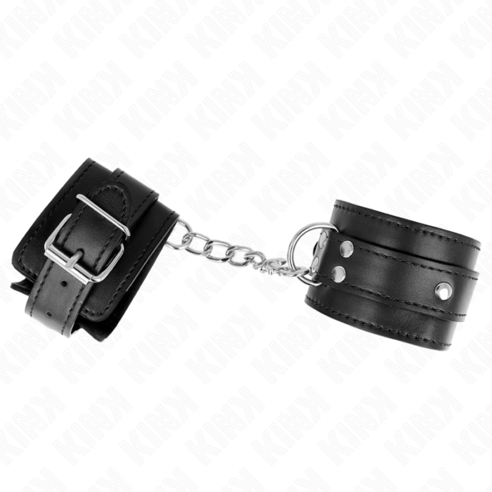 KINK - MUÑEQUERAS CON 3 ANILLAS EN D AJUSTABLE NEGRO 17.5-25 CM X 6 CM - CandyHot - Foto 2