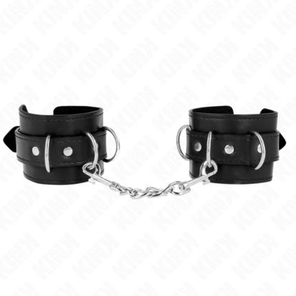 KINK - MUÑEQUERAS CON 3 ANILLAS EN D AJUSTABLE NEGRO 17.5-25 CM X 6 CM - CandyHot - Foto 1