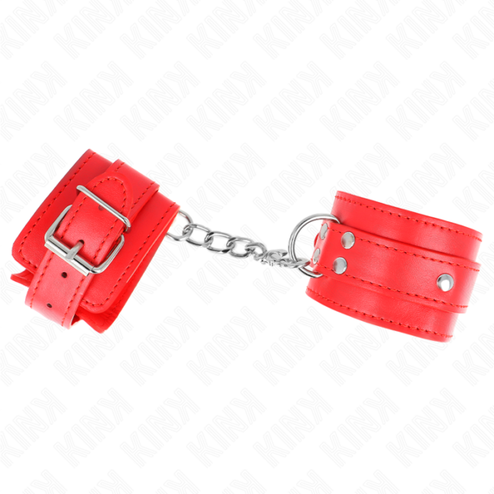 KINK - MUÑEQUERAS CON 3 ANILLAS EN D AJUSTABLE ROJO 17.5-25 CM X 6 CM - CandyHot - Foto 2