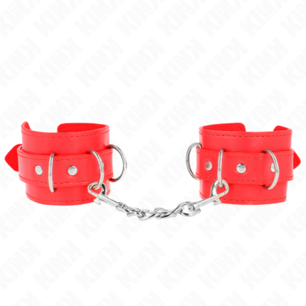 KINK - MUÑEQUERAS CON 3 ANILLAS EN D AJUSTABLE ROJO 17.5-25 CM X 6 CM - CandyHot - Foto 1