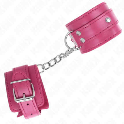 KINK - MUÑEQUERAS CON 3 ANILLAS EN D AJUSTABLE ROSA 17.5-25 CM X 6 CM - CandyHot - Foto 2