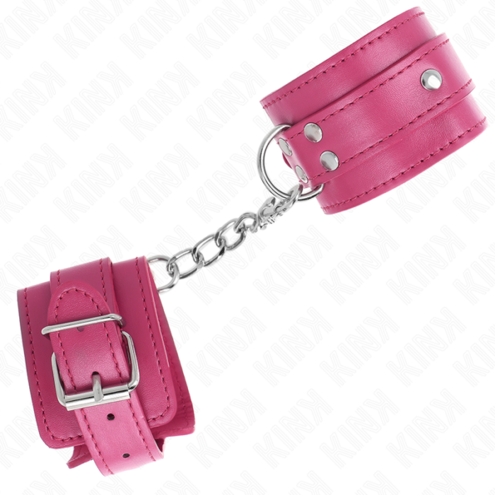 KINK - MUÑEQUERAS CON 3 ANILLAS EN D AJUSTABLE ROSA 17.5-25 CM X 6 CM - CandyHot - Foto 2