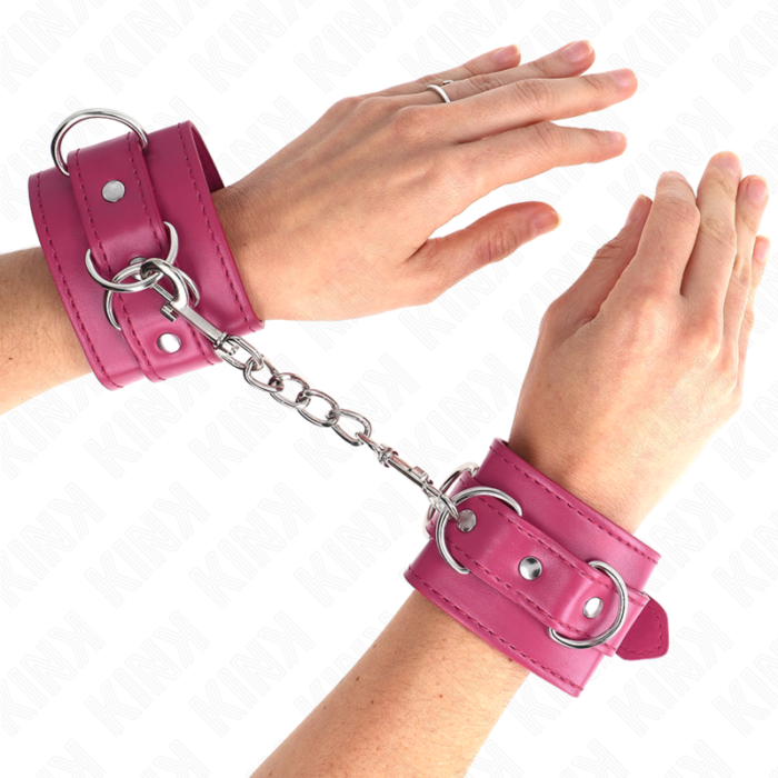 KINK - MUÑEQUERAS CON 3 ANILLAS EN D AJUSTABLE ROSA 17.5-25 CM X 6 CM - CandyHot - Foto 4