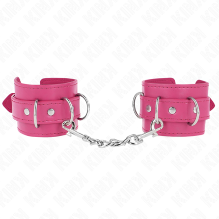 KINK - MUÑEQUERAS CON 3 ANILLAS EN D AJUSTABLE ROSA 17.5-25 CM X 6 CM - CandyHot - Foto 1