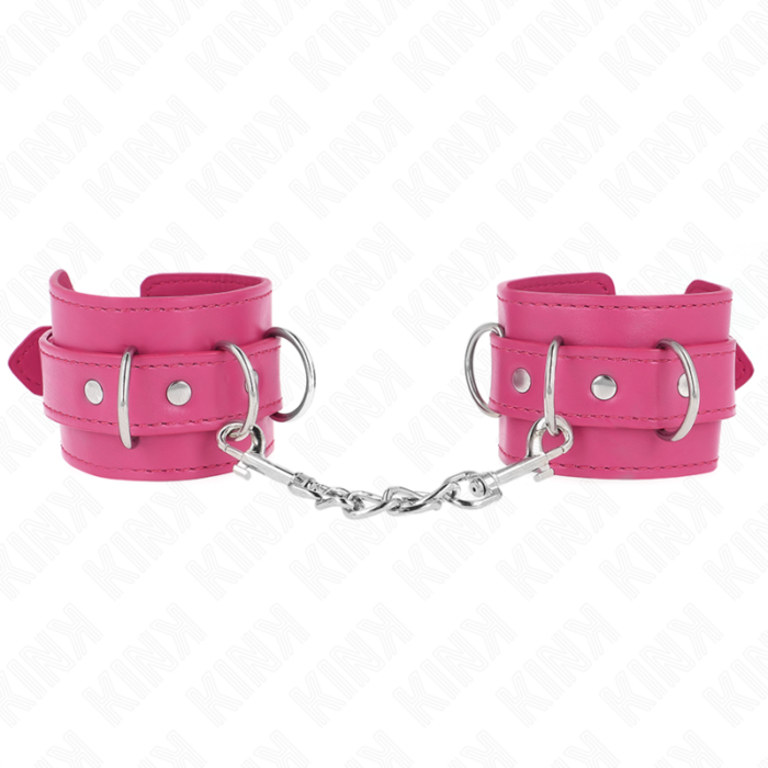KINK - MUÑEQUERAS CON 3 ANILLAS EN D AJUSTABLE ROSA 17.5-25 CM X 6 CM - CandyHot - Foto 1