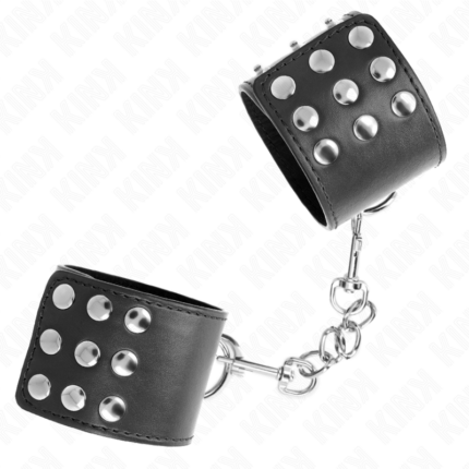 KINK - MUÑEQUERAS CON CIERRE A PRESIÓN AJUSTABLE NEGRO 19-24 CM X 5.5 CM - CandyHot - Foto 2