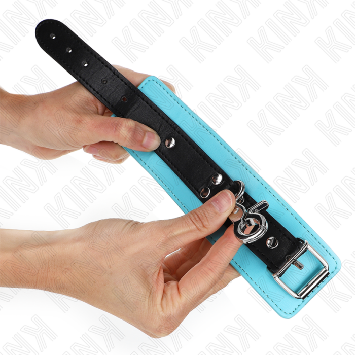 KINK - MUÑEQUERAS CON CIERRE PREMIUM NEGRO / AZUL AJUSTABLE 21-28 CM X 5.5 CM - CandyHot - Foto 2