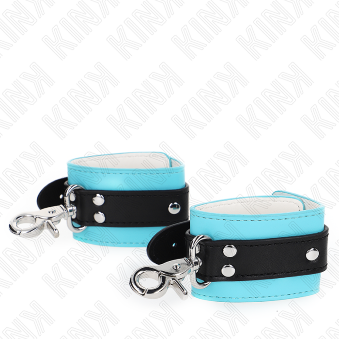 KINK - MUÑEQUERAS CON CIERRE PREMIUM NEGRO / AZUL AJUSTABLE 21-28 CM X 5.5 CM - CandyHot - Foto 3