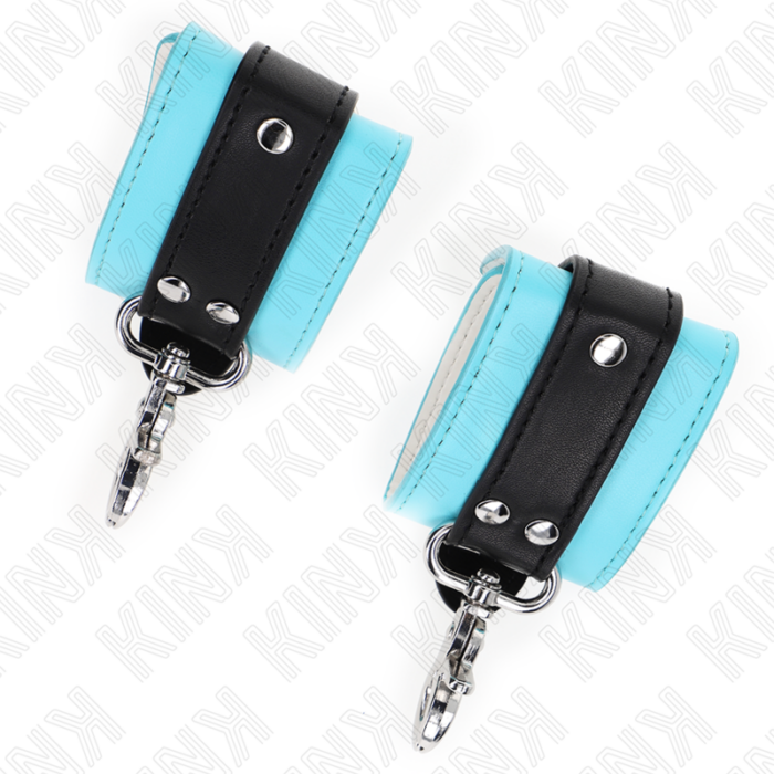 KINK - MUÑEQUERAS CON CIERRE PREMIUM NEGRO / AZUL AJUSTABLE 21-28 CM X 5.5 CM - CandyHot - Foto 4